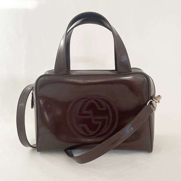GUCCI Vintage 2 Way Top Handle Patent Leather Shoulder Bag Tom Ford Era 1990s - Picture 14 of 15